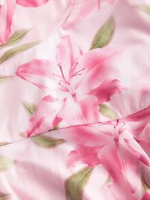 SHEIN MOD 大码印花夏季露背系腰度假连衣裙 - 粉色 - 查看 4