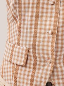 WESTFADE 刺绣格子圆领纽扣前开衩假口袋无袖修身背心西部纳什维尔女牛仔夏季牛仔竞技表演 - 彩色 - 查看 4