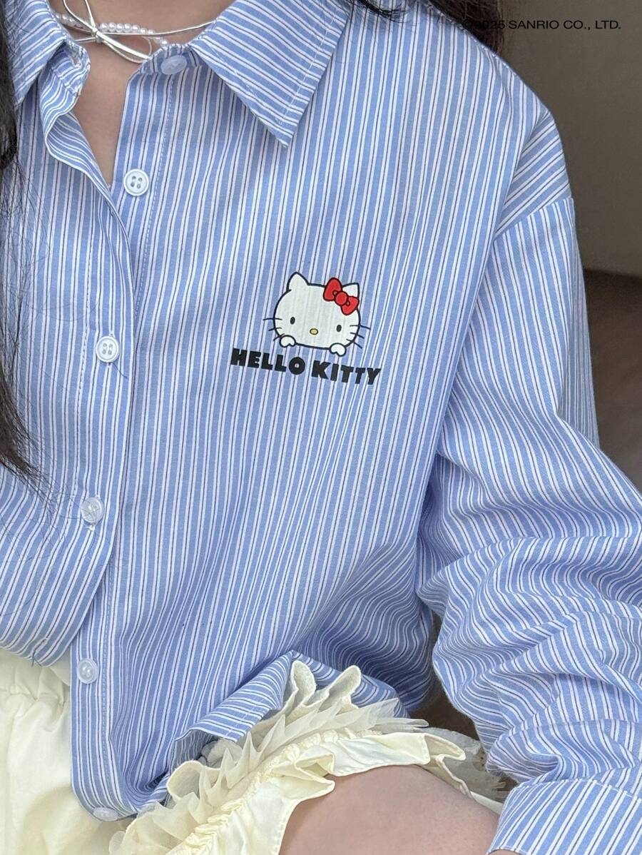 HELLO KITTY | DAZY 青少年女孩秋装，青少年女孩衬衫，返校服装 - 藍色 - 查看 1