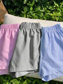 Comfortcana 女式梭织多色条纹短裤套装