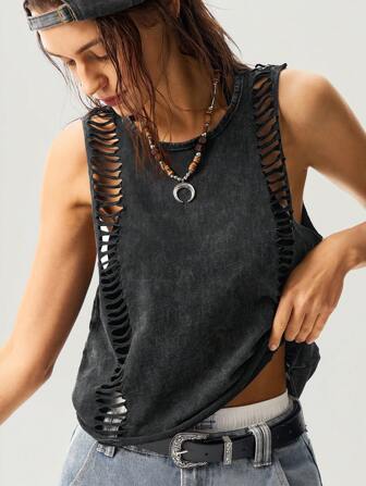 Bohemela Solid Color Cropped Washed Women's Knit Camisole