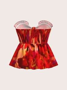 Sweetina Summer Hawaii Beach Boho Going Out Flowy Babydoll Orange Women's Casual Tie-Dye Print Tube Top, Summer - Multicolor - View 2