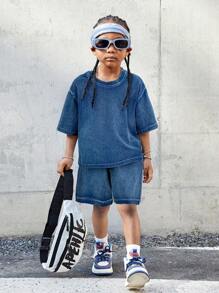 SHEIN 男童牛仔两件套服装