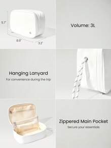 GLOWMODE 3L Sport Large Capacity Water-Repellant Essentials Zippered Kit Storage Bag Daily Casual Travel Trip - White - View 3