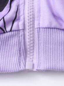 SHEIN Sparklyn 2pcs/Set Teenage Girls Cartoon Print Hooded Sweatshirt And Pants Outfit - Purple - View 8