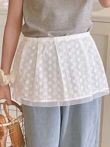 DAZY Women's Lace Embroidered Bowknot Waist Skirt, All-Season Fall Skirts - White - View 3