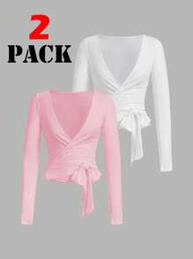 SHEIN Essnce 春夏芭蕾瑜伽运动裹身连帽长袖女士上衣湿身衬衫夏季上衣外出