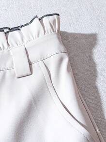 SHEIN Clasi Pantaloni scurți eleganți, versatili, casual, cu volane, blocuri de culoare, talie înaltă, linie A flatantă, caisă