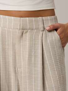 Avantive Vrouwen Khaki Gestreepte Broeken Hawaii Vrouwen Outfits Kantoor Dames Outfits Khaki Vrouwen Broeken Thuis Comfort
