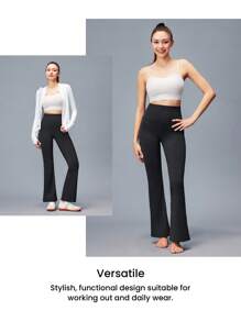 LUVLETTE Damen Schwarze Lässig Schlaghose Yoga Hose Hoher Taille Yoga Hose Schlaghose Arbeitskleidung Hose Fitness Aktiv Hose Sport Gym Hose
