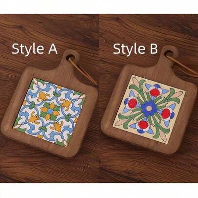 Cirelle Tấm lót ly chịu nhiệt họa tiết gạch gỗ đặc - Tấm lót bàn bếp & bàn ăn cổ điển cho nồi lẩu, chảo, cốc, quà tặng trang trí nhà thủ công bảo vệ nhiệt độ cao