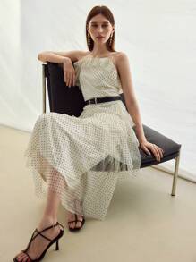 MOTF STUDIO POLKA DOT TIERED LAYER DRESS - Apricot - View 7