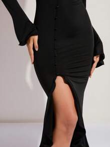 COSMINA Women Solid Color Minimalist Long Sleeve Dress, Casual Everyday Wear