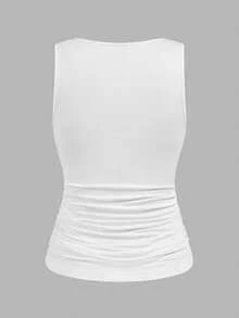 SHEIN LUNE 3件套纯色黑白圆领紧身吊带背心，适合夏季外出、叠穿和休闲穿着。 - 彩色 - 查看 4