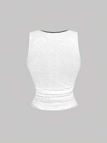 SHEIN MOD Damen V-Ausschnitt Schleife Spitze Plissee Mode Trägertop, Musikfestival, Western Wear, süße Sommer Tops