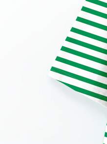 EMERY ROSE Plus Size Casual Minimalist Contrast Color Stripe T-Shirt, Suitable For Summer,Spring/Vacation - Green - View 5