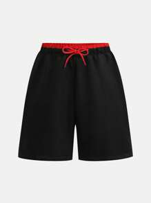 SHEIN Quần bơi 2 trong 1 thường ngày cho bé trai tuổi teen, quần short đi biển, đồ bơi, thích hợp cho các bữa tiệc bãi biển, lễ hội âm nhạc, lướt sóng và bơi lội, mùa xuân/hè - Đỏ - Xem 7