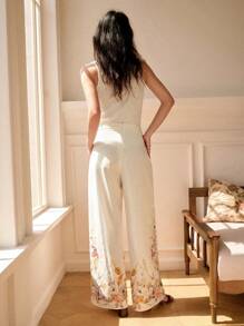 Écloséra Printed Straight-Leg Women Pants, Fashionable For Summer Fall Cloth For Women - Apricot - View 2