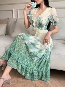 DAZY 新款夏季女式优雅花卉印花连衣裙