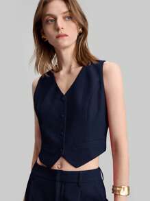 Ontre Bộ vest và quần âu công sở cổ điển mùa thu 2025 mới, phong cách tối giản, thời trang hiện đại, giản dị - Màu xanh hải quân - Xem 8