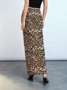 Maija 2025 Summer New Sexy Leopard Print Elastic Waist Skirt, Versatile Elegant Skirt For Commuting, Party, Wedding, Independence Day, Mother's Day, Music Festival, Graduation