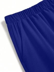 TaskEZ Contrast Trim V-Neck Short Sleeve Top And Pants Scrubs Set - Deep Blue - View 6