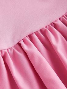 SHEIN EZwear 女士纯色蝴蝶结后背褶饰休闲迷你吊带连衣裙 - 粉色 - 查看 4