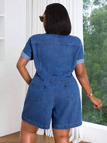 SHEIN SXY 女士夏季服装加大码连衣裙 - 藍色 - 查看 2