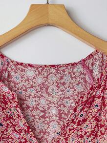 Rusticease Plus Size Women's Country Style Casual Vacation Floral Print Short Sleeve Dress,Gifts For Mother,Summer Holiday,Vacation Outfits Women,Simple And Fashionable For Everyday Wear,Vacay Vibes,Springbreak,Casual Wear SS,Bohemia,Summer Dresses For Women