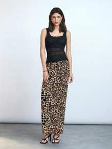 Maija 2025 Summer New Sexy Leopard Print Elastic Waist Skirt, Versatile Elegant Skirt For Commuting, Party, Wedding, Independence Day, Mother's Day, Music Festival, Graduation