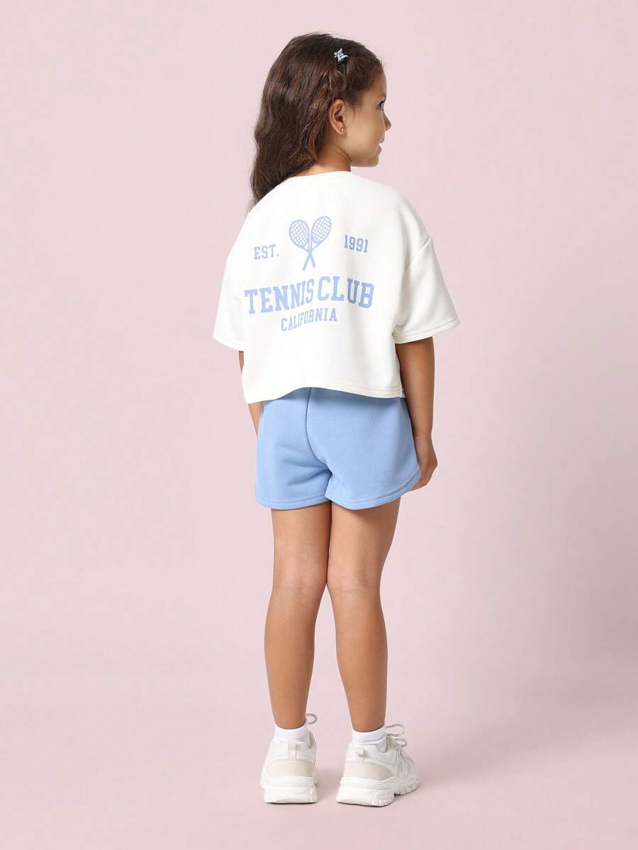 SUMWON Girls Tennis Club California Co-Ord Retro Sport Two Piece Athletic Summer Play Set With Logo Athleisure Sporty Active Wear Training Outfit - Multicolor - View 1