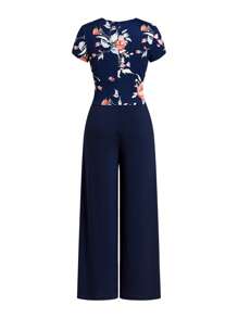 Ellevyn Mono elegante de pierna ancha con estampado floral romántico para mujer