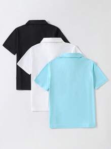 SHEIN Tween Boy Plain Color Casual Relaxed Fit Polo Shirt