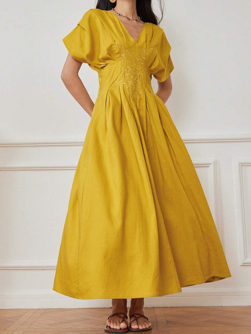 mustard yellow beach dress Long Summer Dress for Women, Spaghetti Strap Dress Mustard Yellow With  Flounce, Hippie Maxi Dress, Dress for Wedding Guest