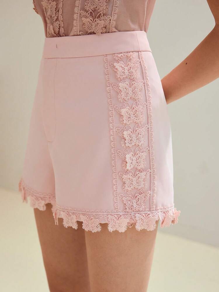 MOTF STUDIO CONTRAST LACE ZIPPER SHORTS