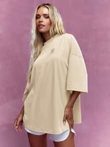 MISSGUIDED FG72 超大刺绣字母T恤 蓝色