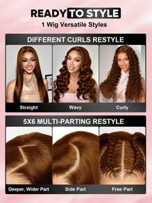 ALL READY WIG 棕色 Wear And Go 无胶假发 人发预剪 26 英寸 5x6 巧克力棕色直发无胶假发 人发预拔漂白结 #4 深棕色蕾丝闭合假发 180 密度 适合女性 - S4 - 查看 6