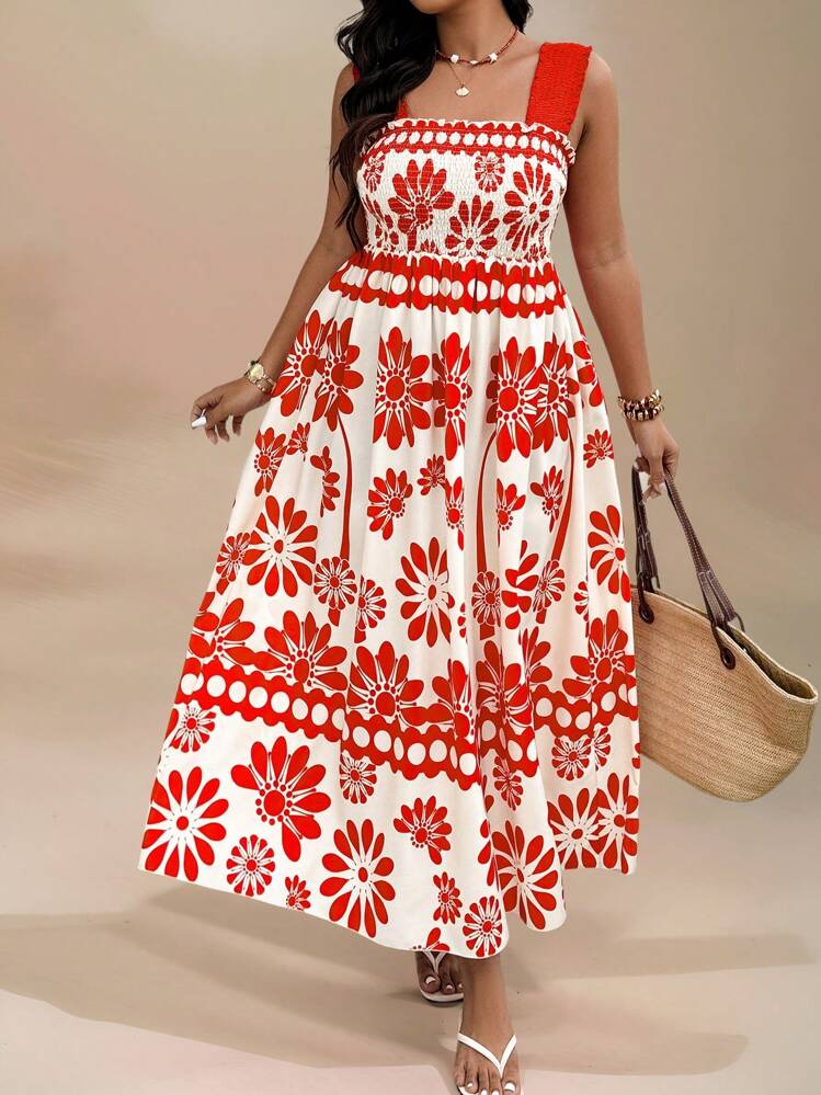 SHEIN Holidaya Plus Size Floral Print Dress, Casual Holiday Style | SHEIN UK