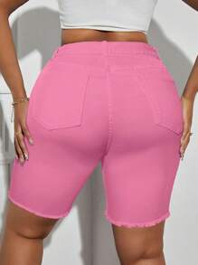 SHEIN SXY 大码夏季破洞时尚百搭牛仔短裤