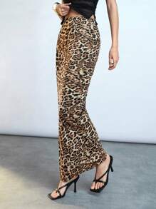Maija 2025 Summer New Sexy Leopard Print Elastic Waist Skirt, Versatile Elegant Skirt For Commuting, Party, Wedding, Independence Day, Mother's Day, Music Festival, Graduation