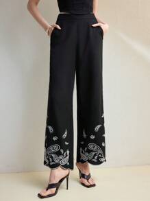 MOTF STUDIO EMBROIDERY SLANT POCKET SUIT PANTS - Black - View 3