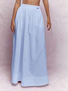 MISSGUIDED Milkmaid Puff Sleeve Ruffle Crop Top High Waist Maxi Skirt Summer Beach Vacation Resort Wear - Baby Blue - View 4