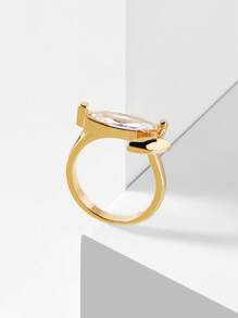 MOTF PREMIUM 方晶锆石眼形开口戒指 - 金色 - 查看 3