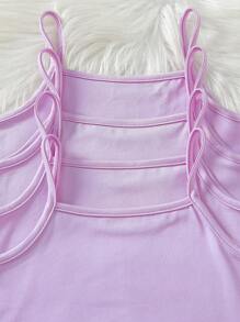 5pcs Young Girls' Basic Casual Simple Solid Color Soft Comfortable Camisole Undershirts, Summer