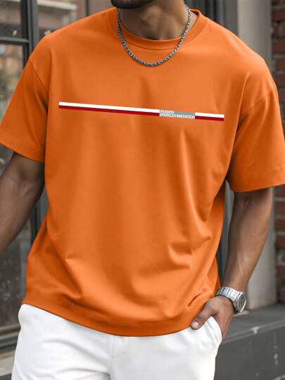 Manfinity Homme 2025 New Summer Plus Size Men's Casual, Mature, Versatile, Comfortable T-Shirt