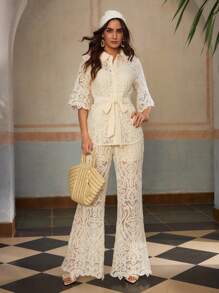 ZEYLAH Conjunto de dos piezas para mujer para uso diario - Beis - Ver 2