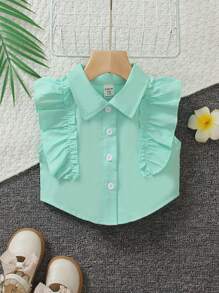 Baby Girls' Lace Ruffle Cap Sleeve Blouse, Summer Baby Shirts For Girls Baby Girl Summer Shirts Shirts For Girls Baby Girls Shirts Tops For Baby Girl - Mint Green - View 1