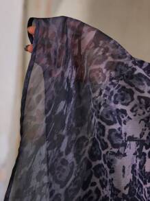 ZEYLAH Leopard Ombre Print Pleated Skirt - Coffee Brown - View 8