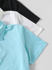 SHEIN Tween Boy Plain Color Casual Relaxed Fit Polo Shirt
