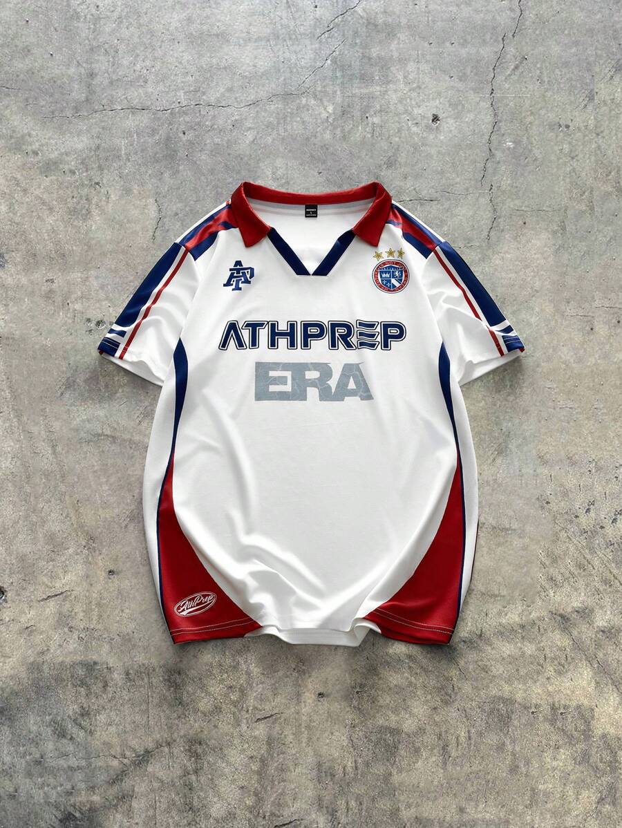 AXEPEAK Men's Digital Printed Loose Color Block Knit Polo Shirt, Perfect For Summer, Back To School, Boyfriend Gift, Going Out, Streetwear Essentials - Multicolor - View 1